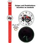 Pacific Time Montre-bracelet pour enfant garçon tracteur rouge tracteur montre enfant voiture voiture bracelet textile aiguilles