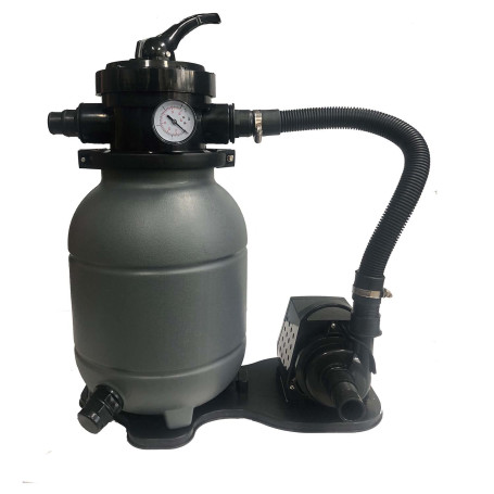 Groupe Filtration Piscine - Maxi 15m3 - Fourni avec Balles Filtrantes - Connexion Tubes 32/38 - Equipé de Vanne Multivoies/Manom