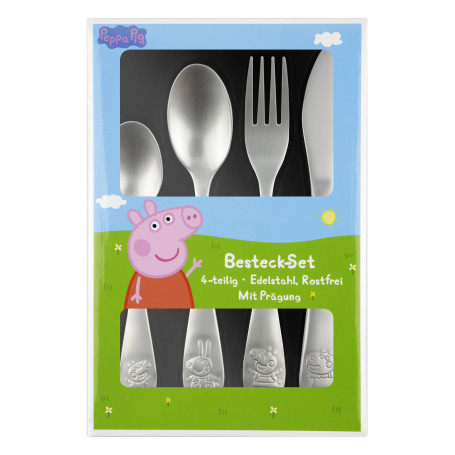 Peppa Pig Ensemble de couverts pour enfant 4 pièces avec couteau