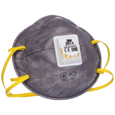 Masque antipoussière coque spécifique odeurs gênantes et vapeurs organiques 3M™ 9914 - FFP1