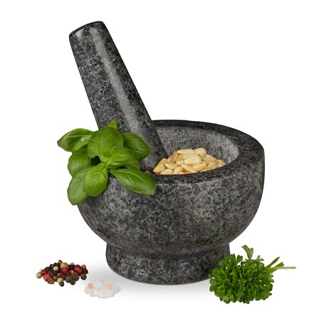 Relaxdays Mortier en granit avec pilon