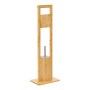 [en.casa] Set de Porte-Papier Toilette sur Pied Support Brosse Amovible Ensemble Meubles WC Stylé Bambou Acier Inoxydable Plasti
