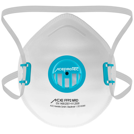 ACE ProTec FFP2 Lot de 10 masques anti-poussière jetables avec valve EN 149 contre la poussière de bois et de métal