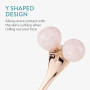 Navaris Rouleau massage visage - Roller de massage en quartz rose pour yeux front joues lèvre cou nez - Roll on facial en design