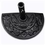 Demi-Pied de Parasol Noir Demi-Cercle Aspect Fonte Vintage et Motifs Floraux