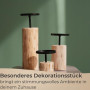 TOPANBIETER 999 Lot de 3 bougeoirs au design rond en bois d'eucalyptus et métal - Hauteur : 8 à 22 cm - Bougeoirs élégants pour