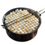 TOPANBIETER999 - Poêle à pop-corn pour feu de camp et barbecue - En acier au carbone - Avec long manche et couvercle grillagé - 