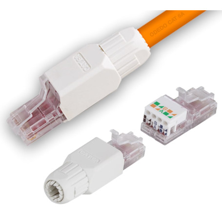 odedo 10x Connecteur réseau RJ45 CAT6A CAT7 - Montage sans outil - Ethernet 10 Gbps PoE - Fiche à sertir compatible avec CAT6 -