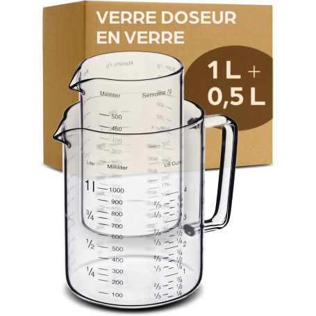 Praknu Verre Doseur en Verre - 1L & 0
