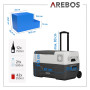 Arebos Glacière compresseur avec roulettes 27 l | Glacière électrique avec contrôle par application et Smart | Réfrigérateur mob
