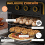 HOMCOM Mini-four 20L, four à pizza 5 en 1 y compris jeu de plaques de cuisson, panier à friture, plateau ramasse-miettes, minute