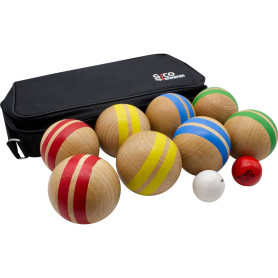 GICO Boccia Jeu de Boules en Bois Massif rayé avec 8 Boules Diamètre 7 cm - 3021 GICO Boccia Jeu de Boules en Bois Massif rayé avec 8 Boules Diamètre 7 cm - 3021