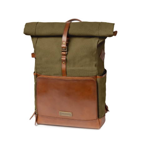 DRAKENSBERG Rolltop Sac à Dos 'Arthur' en Toile et Cuir avec Compartiment pour Ordinateur Portable - Compartiment Technique et G