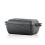BBQ-Toro Cocotte en Fonte avec Couvercle - 4,5 L - 2 en 1 - Poêle et Cocotte - Moule à Pain - Grande Casserole Carrée pour Barbe