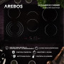 Arebos plaque de cuisson vitrocéramique | 8500 W | 5 foyers | 77cm | autarcique | Table de cuisson électrique | avec Sensor Touc