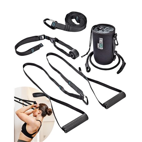 FREESIXD Sangles de Suspension Kit d'entraînement - Fitness Entrainement ensemble avec de Porte Achor pour Maison salle de sport