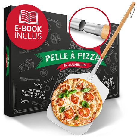 Pizza Divertimento® Pelle à pizza [83 cm] Aluminium inoxydable - Filetage pratique et solide - bords arrondis