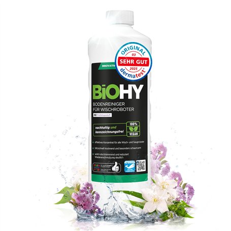 BiOHY Nettoyant pour sols pour robots de nettoyage avec une senteur fraîche de printemps (Bouteille de 1l) | Concentré de nettoy