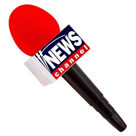 MIMIKRY Breaking News Microphone Reporter Rouge avec inscription News Channel Accessoire de costume Haut-parleur de message Micr