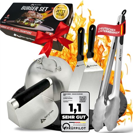 BERGVIBES Smash Lot de 5 hamburgers en acier inoxydable pour plancha