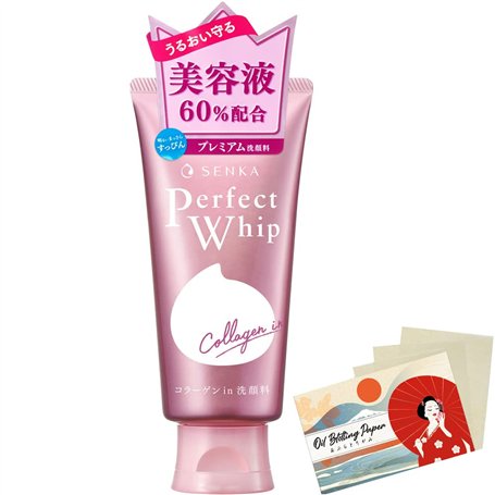 Senka Perfect Whip Collagen in Facial Wash -120g Blotting Paper Set