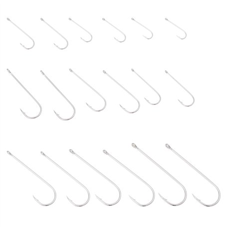 EMSea 90x Hameçons de Pêche en Mer #1-#3/0 en Acier à Haute Teneur en Carbone à Longue Tige pour Brochet Morue Bar Goberge Congr
