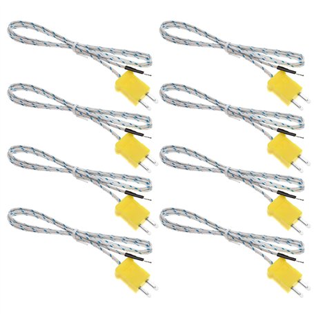 YINETTECH Lot de 8 mini-connecteurs de type K - Sonde de température de 1 m - Ligne de détection de température de type K - Plag