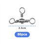 VGOL 80pcs Connecteur d'attirail Pêche à Anneau Rident en Acier Inoxydable Émerillons de Pêche à 3 Voies Accessoires pour Pêche