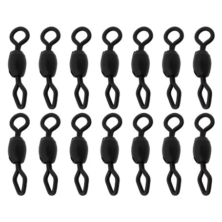 eMagTech 100pcs émerillons de Pêche en Eau Salée Ronds en Forme de Losange pour Pêche à La Carpe en Eau Douce 14 Mm Noir