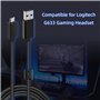 Mcbazel Logitech G633/G633s Gaming Headset 2M Remplacement Câble Audio Micro-USB vers USB Câble de Recharge Support G533/G635/G9