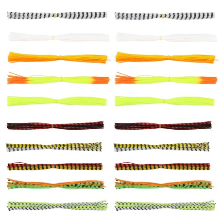 Briny River Lot de 20 jupes en silicone à 40 brins - Jigs de rechange - Pour la fabrication de leurres de pêche - Jupe souple po