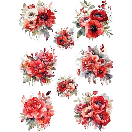 Papier de riz Bouquet rouge