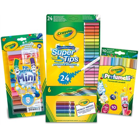 CRAYOLA - Super Set de feutres lavables et parfumés pour enfants