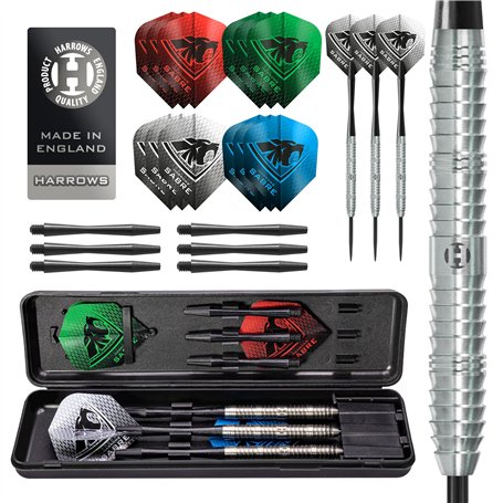 Harrows Sabre Lot de 24 fléchettes 90 % tungstène avec pointe en acier 21 g à 26 g Tous les poids disponibles I Grand lot de 24
