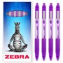 Zebra Z-Grip Lot de 4 stylos à bille rétractables à encre lisse Pointe 1 mm Emballage cadeau Violet