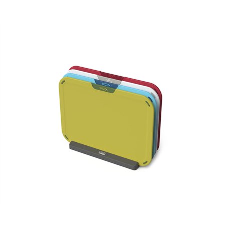 Joseph Joseph Duo Icon Lot de 4 planches à découper à code couleur avec support de rangement Multicolore
