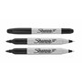 Sharpie Lot de 3 marqueurs permanents à double pointe – Encre noire – Pointe fine et ultra fine