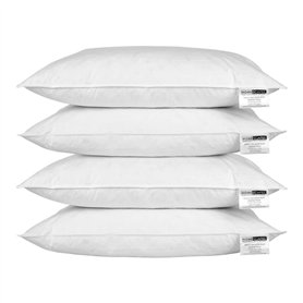 HOMESCAPES Lot de 4 Oreillers naturels en Plumes de Canard Ultra gonflants et Moelleux