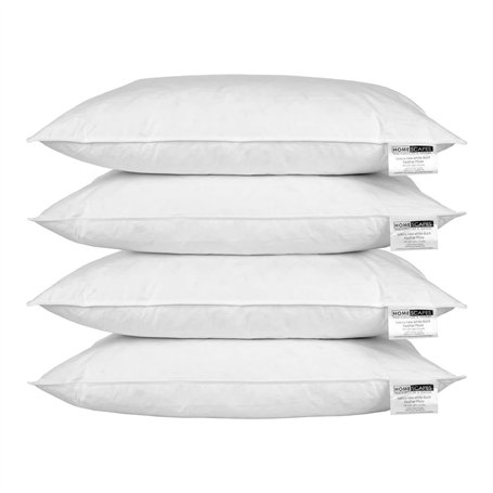 HOMESCAPES Lot de 4 Oreillers naturels en Plumes de Canard Ultra gonflants et Moelleux