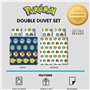 Character World Pokémon Parure de lit Double Officielle Gotta Design | Bleu réversible Pikachu Squirtle Charmander Housse de Cou