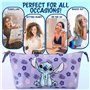 Disney Trousse de Toilette Stitch Pochette Maquillage Voyage Rangement Makeup Bag Vanity Idée Cadeau Fille Ado Femme, Violet, Ta
