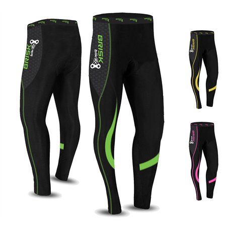 Brisk Bike Pantalon Cycliste Femme Hiver - Pantalons de Cycliste Femme Rembourré Pantalon Cycliste Femme Long (Green/Black
