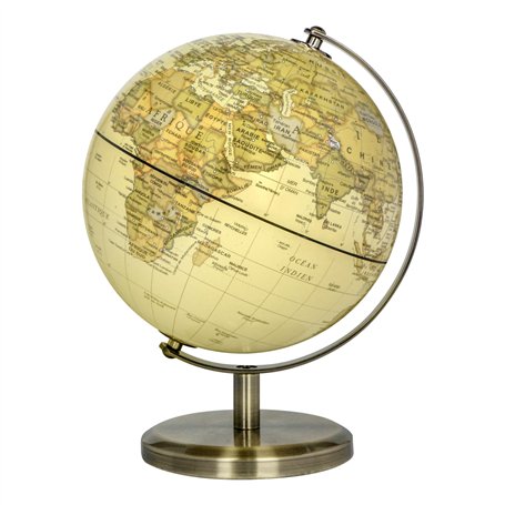 Exerz 14cm Globe Carte en Français- Mini Globe Terrestre Antique Couleur Vintage - Support en Métal Couleur Bronze