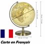 Exerz 14cm Globe Carte en Français- Mini Globe Terrestre Antique Couleur Vintage - Support en Métal Couleur Bronze