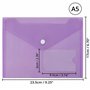Belle Vous Lot de 24 Porte Document A5 Plastique Coloré - Avec Bouton Fermoir et Porte Carte - Pochette Rangement Maison Bureau