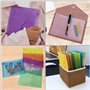 Belle Vous Lot de 24 Porte Document A5 Plastique Coloré - Avec Bouton Fermoir et Porte Carte - Pochette Rangement Maison Bureau