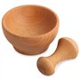 Creative Home Mortier Pilon Set | Bois de Hêtre Naturel | Diamètre de 6x10,5cm | Broyeur Manuel Bol Moulin pour la Cuisine et Le