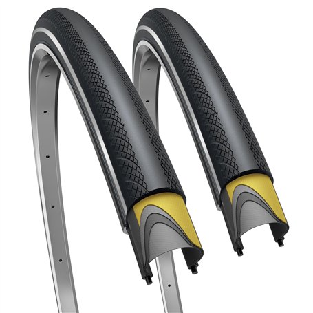 Fincci Pneu Velo 700 x 28c - Paire Réfléchissant Pliable Tire 28-622 avec Protection Anti Creivasion 1mm 60 TPI