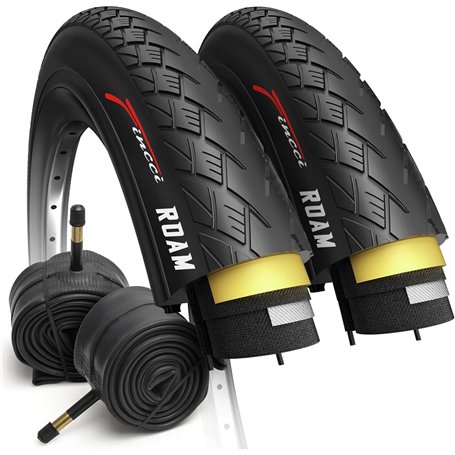 Fincci Lot de 2 pneus de vélo pliables 700 x 35c avec protection en nylon de 1 mm et 2 chambres à air 37-622 Scharader 30 TPI po