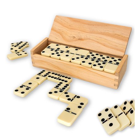 Dominos traditionnels | Dominos de luxe dans un étui en bois pour jeux de société pour enfants et adultes